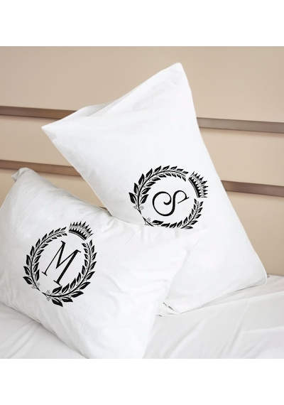 Bk Gift Kişiye Özel Baş Harfli Pamuklu 2 Li Yastık Kılıfı Seti-1 50x70cm , Sevgiliye , Ev si, Tasarım Ev Tekstili