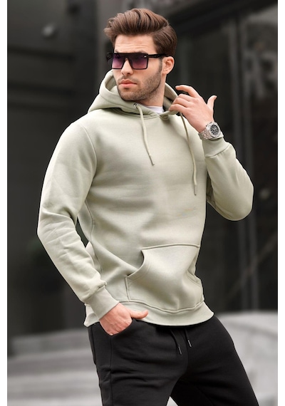 Madmext Yağ Yeşili Kapüşonlu Erkek Sweatshirt 5339-yağ Yeşili Yağ Yeşili