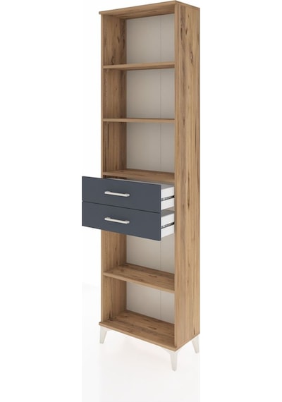 Arges Dolap 4 Raflı 2 Çekmeceli 60x30x221 Çam-antrasit Çam