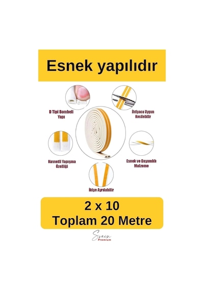 Kapı Ve Pencere Soğuk Izolasyon Bandı Fitili Kendinden Yapışkanlı Kauçuk Yalıtım Bant 2x10 20 Mt Diğer