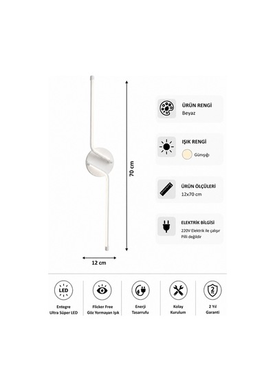 Rosa Modern Led Duvar Apliği Günışığı Beyaz