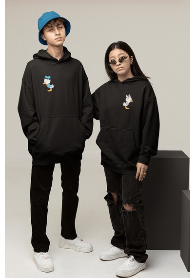 Mini Daisy Ve Donald Duck Sevgili/çift/arkadaşlık 2'li Kapşonlu Sweatshirt Seti 001