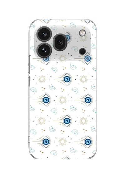 Honor 600 Pro Uyumlu Nazar Boncuğu Güneş Ve Hilal Baskılı Silikon Kılıf Renkli