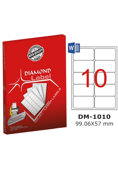 Diamond Label 99.06x57 Mm A4 Laser Etiket 65 Sayfa
