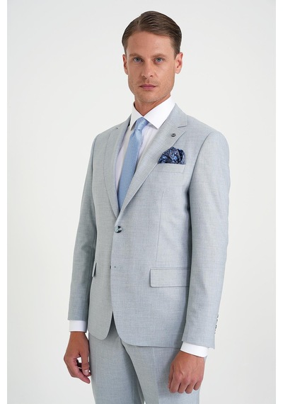 Efor Slim Fit Çift Yırtmaç Esnek Yün Mavi Takım Elbise Tk 918 Mavi
