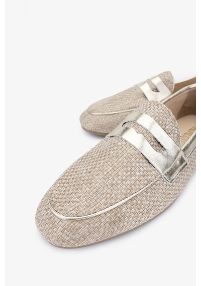 Valmenti Topy Kadın Naturel/gold Deri & Tekstil Loafer Ayakkabı 961 1979-1 Bn Ayk Y24 Bej