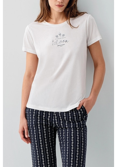 Moda Dua Pierre Cardin Pc9207-s Kadın Kapri Kısa Kol Pijama Takımı Beyaz