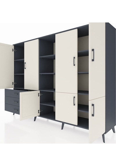 Hyperion Dolap 11 Raflı 3 Çekmeceli 7 Kapaklı 220x44x163 Antrasit Antrasit-aytaşı/antrasit Hyperion Dolap 11 Raflı 3 Çekmeceli 7 Kapaklı 220x44x163 Antrasit Antrasit-aytaşı/antrasit