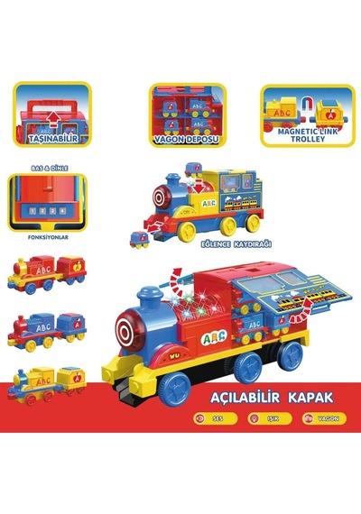 Eğitici İnteraktif Tren Seti - Sesli, Işıklı, Manyetik Vagonlu Ve Kaydıraklı Büyük Oyuncak