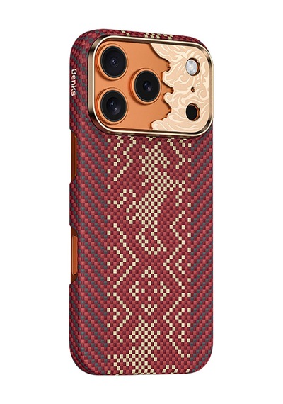 Apple iPhone Uyumlu 18 Pro Kılıf M-safeli Yüksek Kamera Çerçeveli Benks Armorair Knight C1 Kevlar Kapak Kırmızı