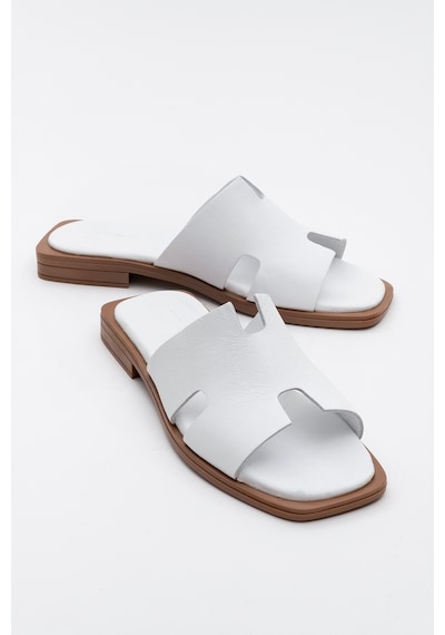 Luvishoes Luvi Shoes Jez Beyaz Cilt Hakiki Deri Kadın Terlik Beyaz