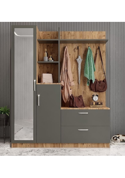 Çizgi Portmanto Vestiyer Çam Füme-180 cm