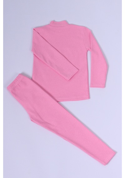 Hçm Kız Çocuk Alt-üst Takım Boğazlı Düz Renk D18 Pembe
