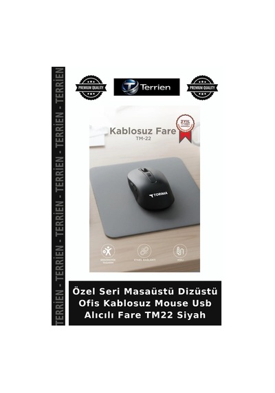 Özel Seri Masaüstü Dizüstü Ofis Kablosuz Mouse Usb Alıcılı Fare Tm22 Siyah