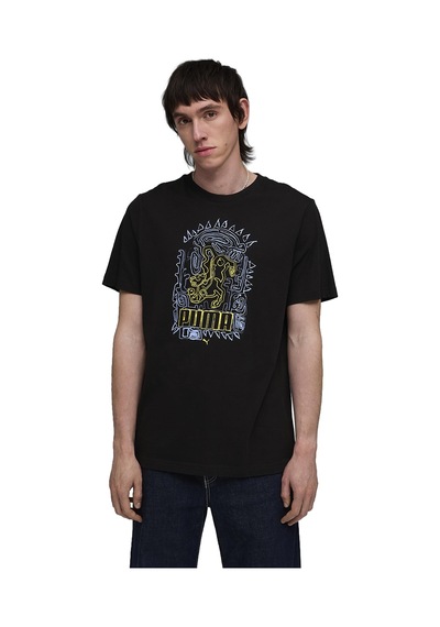 Puma Graphic Erkek Siyah Günlük Stil T-shirt 63444101 Siyah