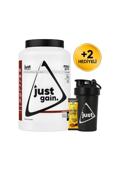 Just Nutrition Mass Gainer Karbonhidrat Tozu 1500 Gr 30 Servis Çikolata + Shaker + Protein Kahve Hediyeli çikolata