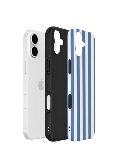 Apple iPhone Uyumlu 17 Vorian Çift Katmanlı Kılıf Blue Marina Stripe
