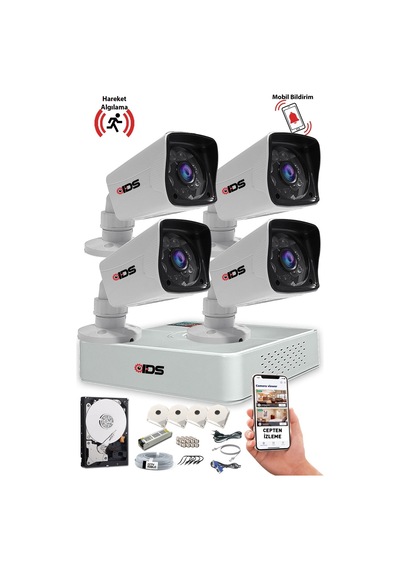 Ids - 4 Kameralı 1080p Fullhd 5mp Sony Lensli Kamera Seti - B2033
