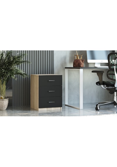 Robin Home Verona C Ofis 3 Lü Keson Meşe - Siyah
