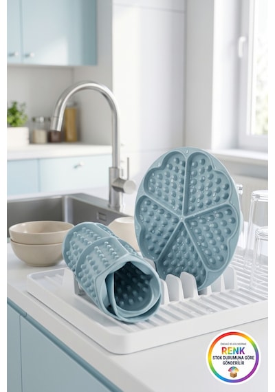 Kalp Desenli Silikon Waffle Kalıbı 5 Bölmeli Yapışmaz Kolay Çıkan Esnek Fırına Uygun 18 Cm Çok  Renkli