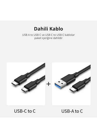 Ugreen USB 3.1 Gen 2 10Gbps Harici Taşınabilir M.2 NVME SSD 1 TB