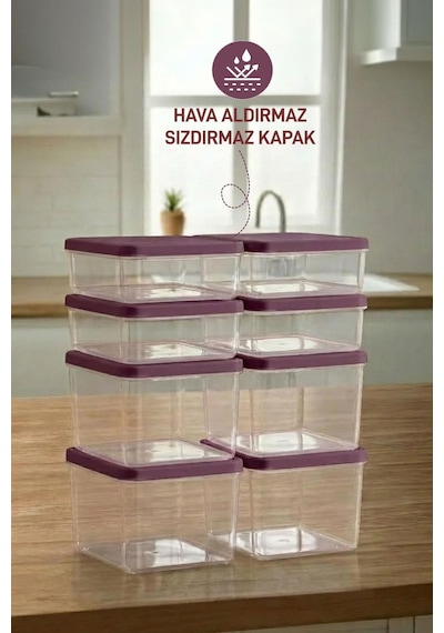Selka Home 4 Adet 0.5 ve 4  Adet Derin 1 Lt. Nora Organizer Buzdolabı Buzluk Düzenleyici Saklama Kabı