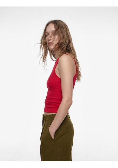 Koton Slim Fit Kolsuz Kayık Yaka Atlet Kırmızı 6sal30118ık
