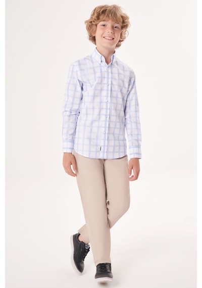 Bisse Regular Fit Yaka Düğmeli Mavi Erkek Çocuk Gömlek Gm23y231169 D35 Mavi