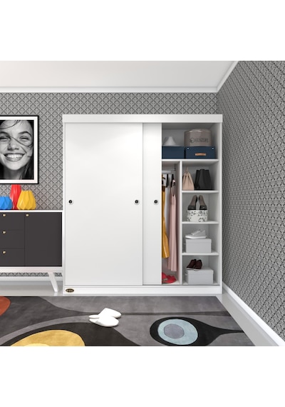 Kenzlife Gardırop Sürgülü Kapaklı Kapılı 160 Papatya Byz Gardolap Dolap