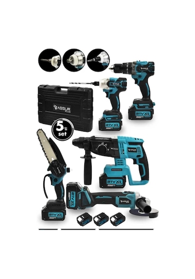 Boltoptan As-s.urrprofesyonel 21v Akülü 5 Li Set Hilti Taşlama Somun Sıkma Akülü Vidalama B.testere