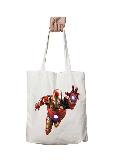 Art Hediye Iron Man Kostüm İki Taraf Kalıcı Yıkanabilir Okul Plaj Omuz Bez Çanta Çok Renkli