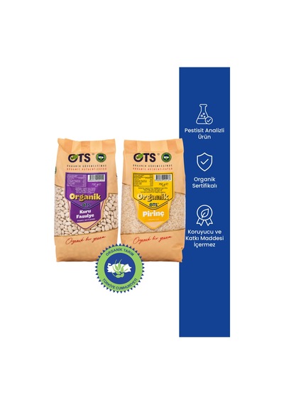 Ots Organik Kuru Fasulye & Pirinç Seti 2 X 750 G Organik Sertifikalı, Pestisit Analizli