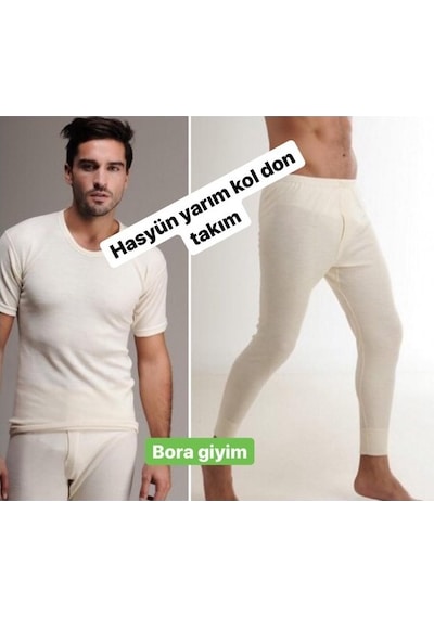 Hasyün Erkek Yarım Kol Don Takım Yün Içlik Termal Içlik Doğal