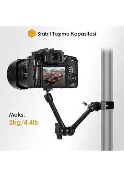 Profesyonel Magic Arm Dslr Kamera Tutucu Süper Kelepçeli Mengene Stand, 1/4 3/8 Dişli Flaş Pabuçlu E