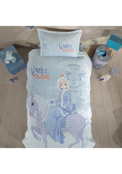 Clasy Ranforce %100 Pamuk Tek Kişilik Dört Mevsim Set Winter Princess V1 Turkuaz Turkuaz