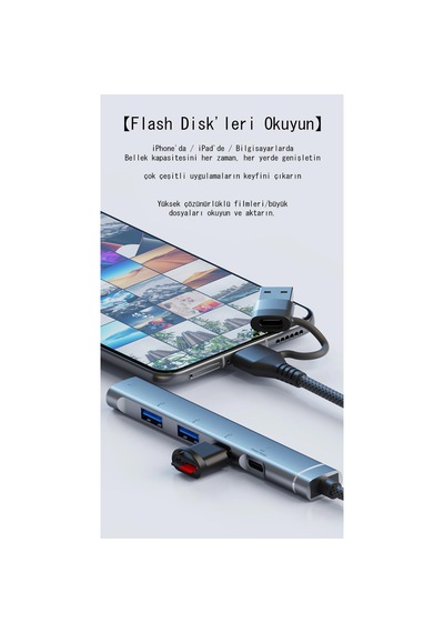 Cr28 5in1 Type-c Apple Uyumlu iPhone 15 Ve Üstü & Usb-a Hub İ-os Pd Çoklayıcı Adaptör 3,5mm Kulaklık Çıkışlı Alüminyum Kasa 01