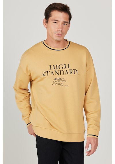 AC&Co / Altınyıldız Classics Erkek Hardal Oversize Bol Kesim Bisiklet Yaka Pamuklu Baskılı Sweatshirt Hardal AC&Co / Altınyıldız Classics Erkek Hardal Oversize Bol Kesim Bisiklet Yaka Pamuklu Baskılı Sweatshirt Hardal