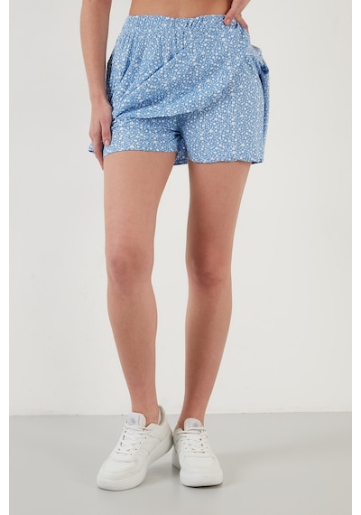 Lela Beli Lastikli Mini Şort Etek Bayan Etek 5864024 Bebe Mavi