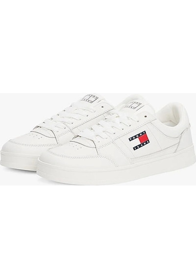 Tommy Hilfiger Tommy Jeans Erkek Beyaz Greenwich Essential Deri Sneaker Çok Renkli