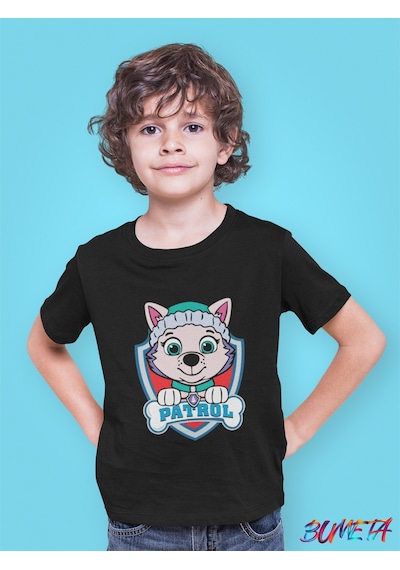 Bumeta Karlar Kraliçesi Everest Paw Patrol Çocuk Tişört T-shirt Siyah