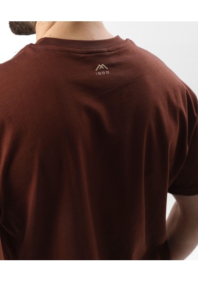Madmext Acı Kahve Baskılı Nakış Detaylı Erkek T-shirt E7108 Acı Kahverengi