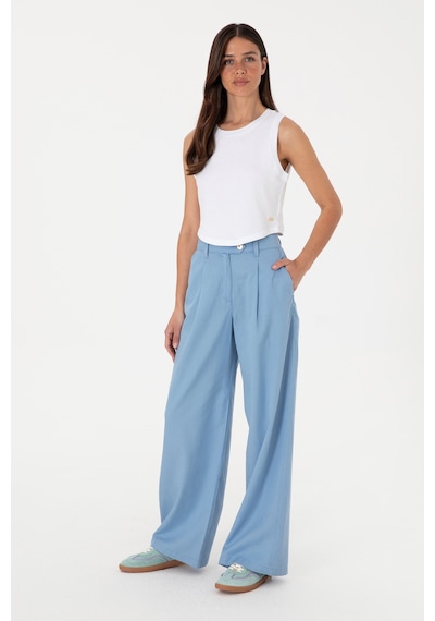 U.S. Polo Assn. Kadın Mavi Loose Fit Kanvas Pantolon 50300631-VR036