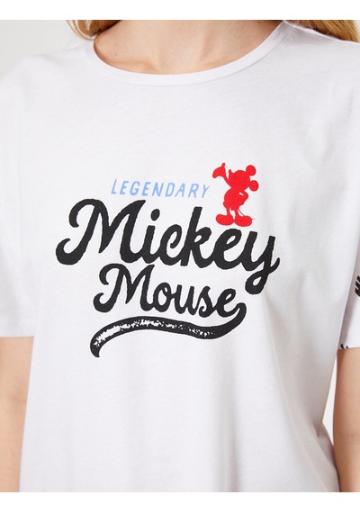 Koton Mickey Lisanslı Baskılı Tişört Beyaz 9yal18850ık