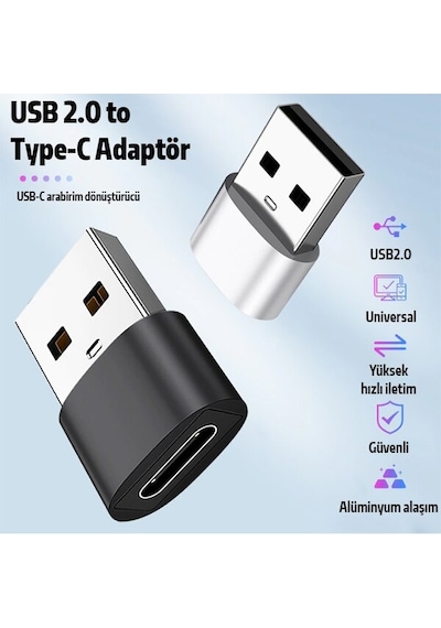 Usb To Type-C Dişi Çevirici Dönüştürücü Adaptör