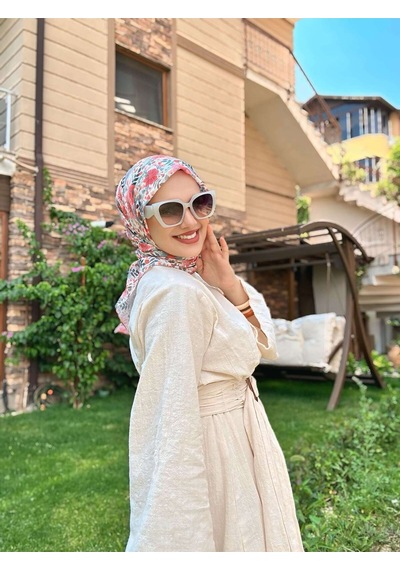 Moda Kaşmir Flora Desen Bambu Eşarp Pembe-lila