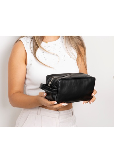 Bloominbag Bloombiel Obsidian Siyah Hakiki Deri Seyahat Ve Makyaj Çantası