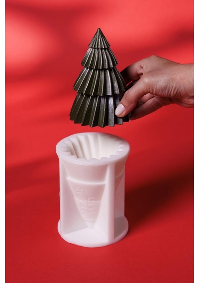 Liner Çam Ağacı Silikon Mum Kalıbı Beyaz