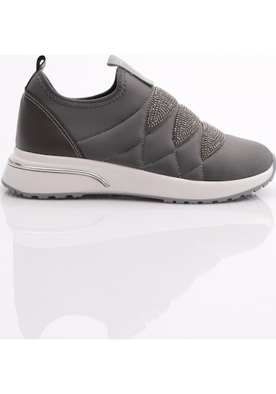 Dgn 222 Kadin Kalin Taban Baklava Desenli Sneaker Ayakkabi 222-2494-R10683 Gri - Gri