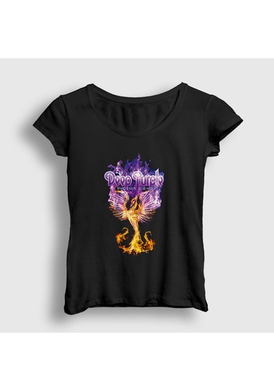 Presmono Kadın Phoenix Rising Deep Purple T-shirt Siyah