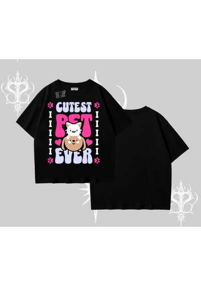 Tarzsokak Best Pet Ever Baskılı Oversize Tshirt Siyah